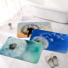 Carpets Dandelion Printed Flannel Floor Mat Bathroom Decor Carpet Non-Slip For Living Room Kitchen Welcome Doormat