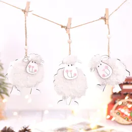 Party Decoration Wooden Cute Sheep Decorations Farm Animal Ornaments Design Home Hanging Plush Holiday Tree