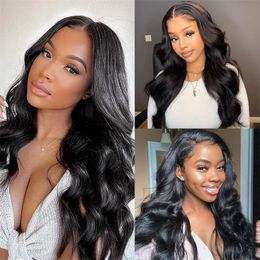 26 Inch Long Loose Deep Wave Lace Front Human Hair Wigs for Women Lace Frontal Wig Transparent HD Lace Glueless Synthetic Wig Pre Plucked