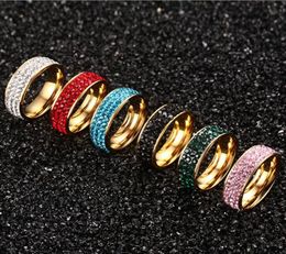 3 Rows luxury Crystal Rhinestone Alloy Ring Womens Elegant Love Bride Wedding Engagement Rings Jewellery Gift 6 Colors3890930