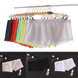 Underpants 1PCS Transparent Men Sexy Seamless Underwear Pants Boxer Shorts Male Mid-rise Mesh Slips Homme M-2XL