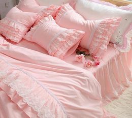 Bedding Sets Top Luxury Embroidery Wedding Set Lace Ruffle Duvet Cover Bed Sheet Bedspread Romantic Bedroom Home Decoration Beddin5364310