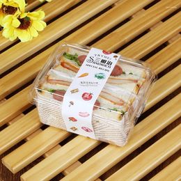 Disposable Cups Straws 50pcs Transparent Plastic Compartment Sandwich Pastry Box Diy Favours Baking Packaging Cake Fruit Salad Containers