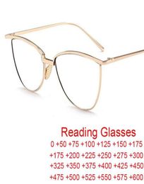 Sunglasses Unique Presbyopia Eyeglasses Magnifying 0 60 Diopter Vintage Brand Design Anti Blue Light Reading Glasses Metal Cat E1730229