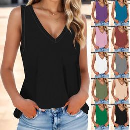 Women's Tanks Fashion Summer V Neck Tank Top Lightweight Sleeveless Flower Printed Skin Friendly Shirt Ropa Mujer Juvenil