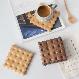 Table Mats Wooden Cookie Shaped Milk Cup Coffee Insulated Holder Creative Styling