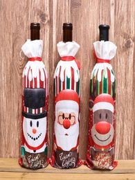 11Styles Christmas Decorations for Home Burlap Embroidery Angel Snowman Wine Bottle Cover Set Christmas Gift Bag Santa Sack FWB3152600889