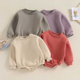 Rompers 10-10-18 Lioraitiin 0-18M Baby Boys and Girls Wool Sweater All Over Solid Colour Long sleeved Sweater Bubble Warm Winter ShirtL2405