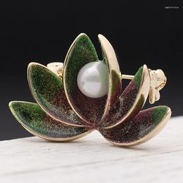 Brooches Donia Jewelry Nice Enamel Lotus Flower Brooch Bridal Perfect Imitation Pearl Bouquet Fashion Women Hijab Pins