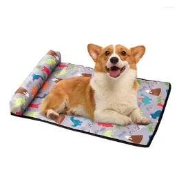 Carpets Dog Cooling Mat Puppy Bed Washable Water-proof Summer Cooler Pads With Pillow Nonskid Bottom For Large Medium Small Pets