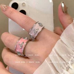 Brand Droplet Glazed Saturn Wide Face Ring for Female Crowd Design Cats Eye Stone Couple New Trendy Index Finger Nail