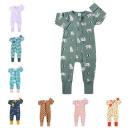 Rompers Newborn Baby Girls Boys Overalls Unisex Cotton Outerwear Infant Outfits Toddler Kids Cartoon Print Clothes Baby Romper Pajamas T240509