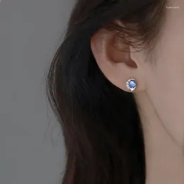 Stud Earrings 999 Sterling Silver Opal Moon Star For Women Light Luxury Niche 2024