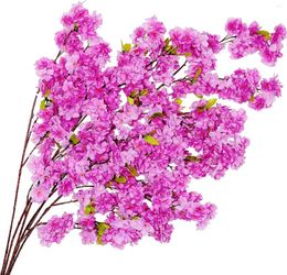 Decorative Flowers Artificial Cherry Blossom 10 Pack Silk Blossoms Branches For Wedding Decoration Home Office Purple