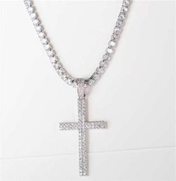 karopel Hip Hop Micro Pave Zircon Cross Pendant Crystal Custom Size Tennis Chain Necklace Ice Out Chains Around The Neck 2109292799792102
