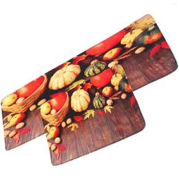 Carpets 2 Pcs Foot Pads Fall Pumpkin Kitchen Mat Washable Ground Creative Rug Polyester (Polyester) Floor Thanksgiving