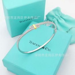 S925 Silver tiffanyjewelry heart Pendants Familys New Double Color Gold Plated Double Bracelet with Diamond Embedding for Advanced and Versatile Fashion Bracelet