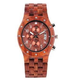 REDFIRE Red Wood Chronograph Dials Calendar Design Men Watch Quartz Wooden Bangle Wristwatch Business Stylish Mens Watches6842394