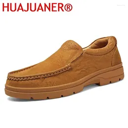 Casual Shoes High Quality Tooling Genuine Leather Men Spring Autumn Antiskid Slip On Leisure Walk Outdoor Platform
