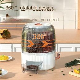 Storage Bottles 10KG 360-degree Rotatable Rice Grain Bucket With Lid Moisture-proof Food Container Table Top Dry Fruit Box