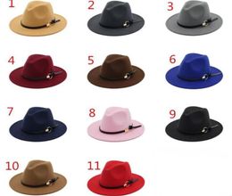 Fashion felt jazz hats Classic TOP hats for men women Elegant Solid felt Fedora Hat Band Wide Flat Brim Stylish Panama Caps Fedora9187743