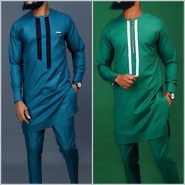 Summer African Mens Traditional Elegant Set Osaka 2PC Shirt and Pants Full Set Designer Clothing Abaya Brand Clothing 240511