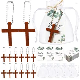 Party Favour 50sets Guest Gift Christian Cross Pendant Commemorative Thank You Tag Candy Bag Christmas Decoration Supplies