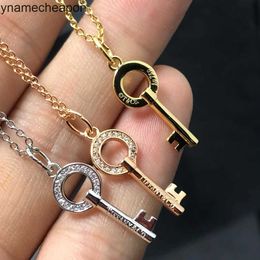Tiffanncy High End Jewellery necklaces for womens CNC Precision High Edition Light Luxury and Unique New Diamond Set Round Key Pendant Necklace with Collar Chain