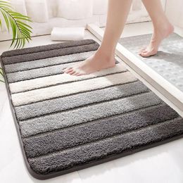 Bath Mats Striped Non-Slip Bathroom Rugs Soft Microfiber Fluffy Mat Thick Plush Super Absorbent Floor Machine Washable