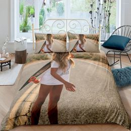 Bedding Sets 3D Duvet Cover Set Comforter Covers Pillow Twin Single Double Size Golden Hair Beauty Custom