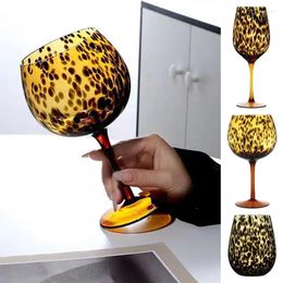Wine Glasses Creative Amber Leopard Print Handmade Red Glass Crystal Clear Drinking Goblet Art Apple Cup