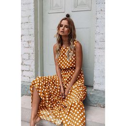 2024 Spring/summer Fashion Versatile Printed Polka Dot Round Neck Long Dress for Women Dress Casual womens clothes designer dresses for womens ZQK6