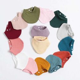 ZS3C Bibs Burp Cloths Baby cotton bib with solid color scarf feeding Saliva towel Bandana fabric for boys and girls baby accessories newborns d240513