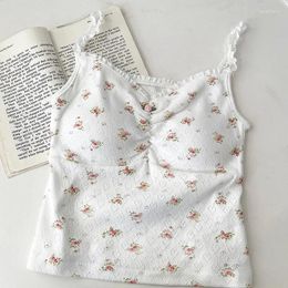 Women's Tanks Cute Floral Crop Top Women Summer Lace Trim Bow Love Shape Hollow Out Prairie Chic Camis Tops For Sweet Girls Kawaii Clothes