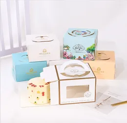 Gift Wrap 10pcs 4-inch Portable Cake Box With Window DIY Handamde Dessert Baby Show Birthday Party Wedding Packing Supplier