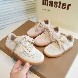 Sneakers Girls online shoes for spring and summer 2024 new childrens moral training with breathable mesh surface boys sports casual board trend H240513