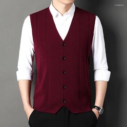 Men's Vests Knit Vest Solid Colour V-neck Sleeveless Cardigan Autumn And Winter Sweater Casual Korean Version Slim-fit