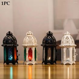 Candle Holders Holder Iron Glass Home Indoor Vintage Lantern Lamp Moroccan Style Space Saving Hollow Lightweight Gift Decoration #920