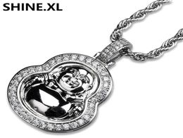 Hip Hop Jewelry Chain Gold Silver Color Plated Maitreya Pendant Necklace Iced Out CZ Stone Gold Chians for Women Men Jewelry6034243