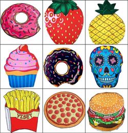 150cm Round Polyester Beach Towel Shower Blanket Ice Cream Strawberry Pineapple Pie Watermelon Printed Towels7287323