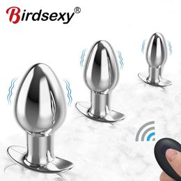 Stainless Steel Anal Vibrators For Men Prostate Masturbator Erotic Massager for Butt Plug Dildos Remote Control Sex Toy 240507