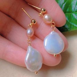 Dangle Earrings Natural Baroque White Pearl Beads Gold Chain Ear Stud Drop Diamond Bridal Chandelier Silver Gemstone Crystal Formal