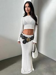 Work Dresses Townlike Sexy Party Jacquard Two Piece Set Crop Top And Maxi Skirts Slim Bodycon 2 Pieces Sets Women 2024 Autumn Winter Outfits