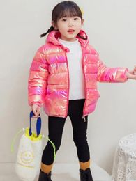 Down Coat Smooth Surface Fabric Hooded Lightweight Jacket Winter Girls Boys Baby Rose Red Outerwear Kid Autumn Coats Casual Clothing