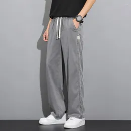 Men's Pants Jogging Trousers Japanese Style Wide Leg Sweatpants With Side Pockets Drawstring Waist Solid Colour Gym For