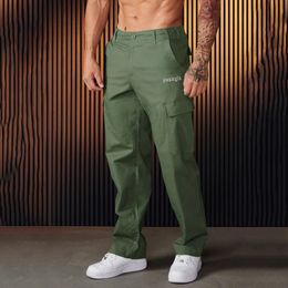 Mens Cargo Pants Jogger Sports Fitness Casual Gym Exercise Running Training Loose Straight Leg 240430