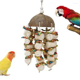 Other Bird Supplies Coconut Shell Parrot Chewing Toy Hanging Natural Wooden Cage Bite For Medium Large African Grey Parrots Cockatiels