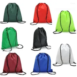 Storage Bags Waterproof Drawstring Bag Solid Double Shoulder Lace Up Shoe Sports Cycling Backpack Thickened