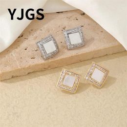 Stud Earrings YJGS Retro Niche Light Luxury Square Zircon Feminine Temperament High-end Feeling Small Fragrance