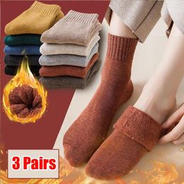Women Socks 3 Pairs Winter Warm Thicken Thermal Soft Casual Solid Terry Home Snow Boots Floor Sock 35-40